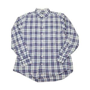Vineyard Vines Plaid Classic Cotton Murray Shirt Whale Logo Men L Purple Button